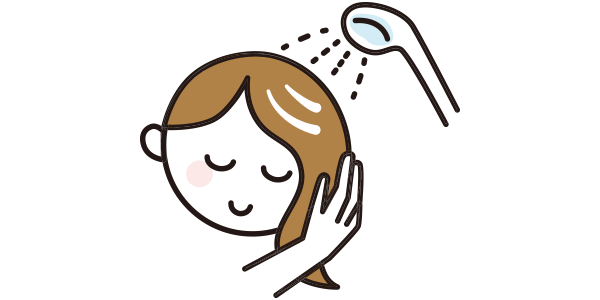 米ぬか石けんでシャンプーする方法　①髪をお湯で洗う
