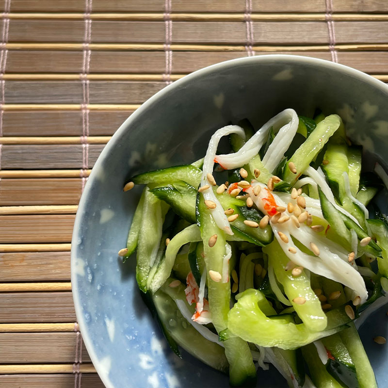 あご入り本物素材だし（まるごと粉末）の白だしでつくったキュウリの酢の物