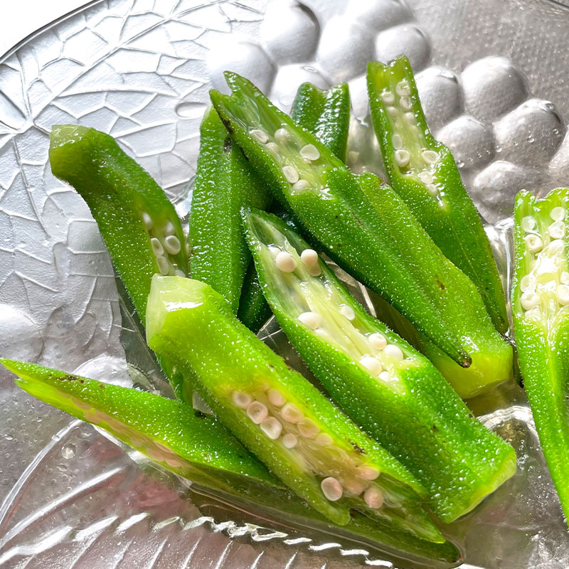 あご入り本物素材だし（まるごと粉末）の白だしでつくったおくらのお浸し