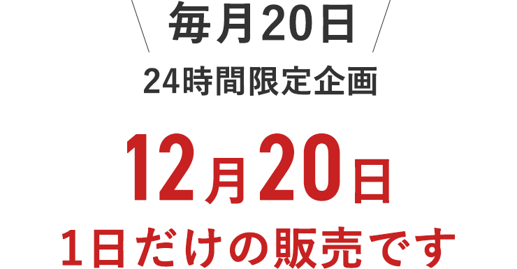 毎月20日24時間限定企画　12月20日1日だけの販売です